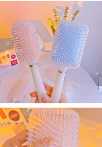 Lindo cepillo de cabello con cojin de aire estilo japones, rosa y azul antiestatico.