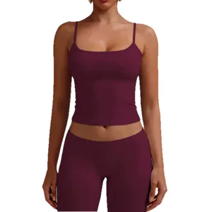 Women solid color camisole and leggings workout set summer sleeveless top activewear active