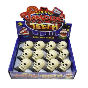 Set de jouets crânes dents de vampire à remonter, 12 pcs nouveauté cadeaux de fête d'Halloween.