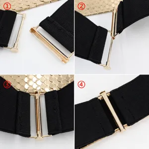 Cintura elástica mujer motivo escamas metal vestido cintura sello instrucción vista principal