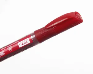 Detailed close-up view showcasing the red whiteboard marker cap and refillable plastic barrel design.