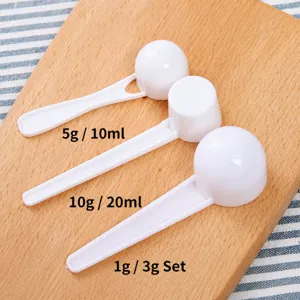 Ensemble de Cuillères Mesureuses en Plastique PP Poudre Café Poudre de Lait Scoop Outil de Cuisine Blanc
