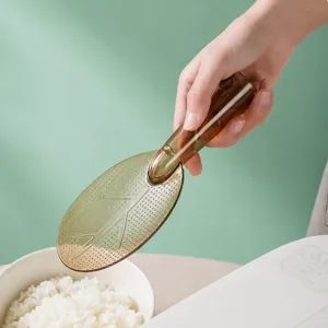Cuillère à riz antiadhésive transparente marron en forme de feuille ustensile de cuisine