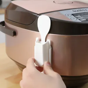 Witte plastic rijstlepelhouder wandgemonteerde keuken opbergrek eenvoudig te installeren display