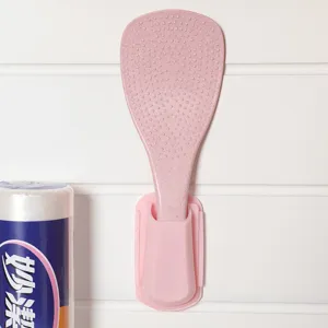 Roze rijstlepel met wandhouder, antiaanbak keukengereedschap set voor dagelijks koken.