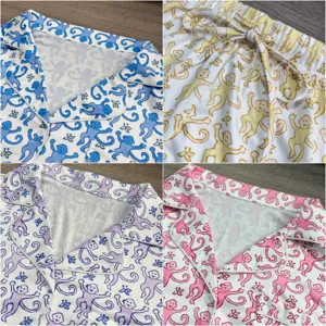 Set pigiama donna con stampa scimmietta simpatica top manica corta pantaloncini abbigliamento notte