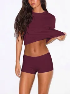 Ensemble haut court et short sans coutures pour femme tenue de sport fitness chic