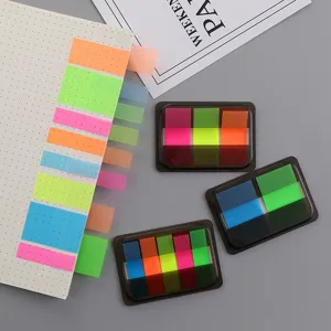Transparent Fluorescent Index Sticky Notes Boxed PET Color Strips Page Markers Memo Pads For Office And School Stationery Supplies