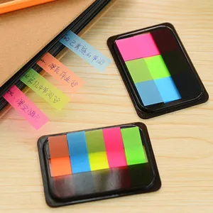 Linguette adesive colorate con dispenser portatile, segnalibri fluorescenti per ufficio studio.