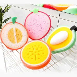 Éponge à Récurer Épaissie Forme de Fruit Créative Éponge de Nettoyage Multifonctionnelle pour Vaisselle Casseroles Bols Cuisine Quotidien Universel