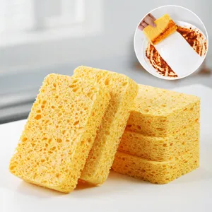 Kitchen Cleaning Wood Pulp Sponge Dishwashing Magic Wipe Absorbent Cellulose Dish Scrub Pad For Home