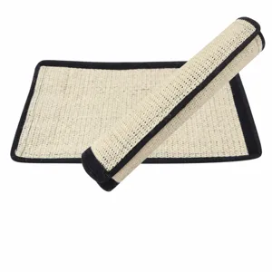 Tapis griffoir chat sisal avec bord noir et velcro design pour protection de meubles