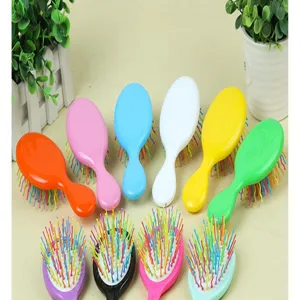 Set de mini cepillos de pelo coloridos, lindo cepillo cojín aire niños para peinado portátil diario.
