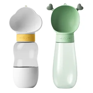 Portable dog water bottle for travel, leak-proof pet outdoor drinking dispenser with lock.