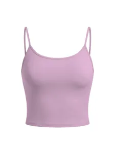 Solid color slim camisole detail, breathable fabric, chic summer crop top inner wear.