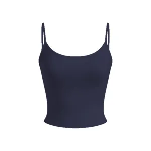 Women solid color slim fit U-neck camisole summer casual basic crop top tank top.