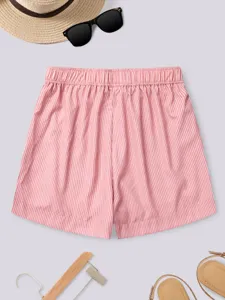 Women high waist casual loose striped shorts summer beach resort wear fashion comfortable apparel