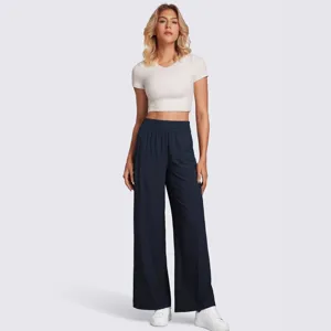 Women's Casual High Waist Sweatpants Loose Wide Leg Solid Color Drawstring Relaxed Fit Trousers