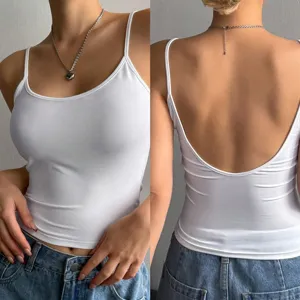 Caraco Décontracté Slim Fit Couleur Unie pour Femmes Col Rond Sans Manches Top Court Été Basique Intérieur Extérieur