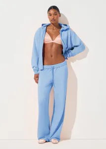 Women light blue zip hoodie sweatpants set casual comfortable daily sportswear outfit