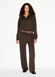 Brown zip-up hoodie and sweatpants loungewear set casual women athletic tracksuit outfit