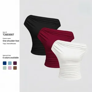 Donna Casual Tinta Unita Spalancato Aderente Top in Maglia Costine Sexy Streetwear Estate Senza Maniche Basic Crop Top