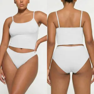 Women Summer Plus Size Solid Color Camisole Tank Top And Underwear Set Main View