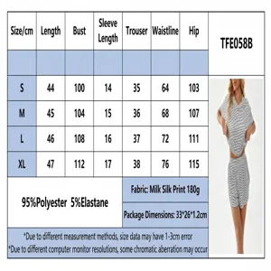 Detailed size chart for casual striped knit pajama set with measurements from S to XL.