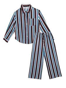 Ensemble pyjama rayé pour femme chemise manches longues et pantalon de maison chic