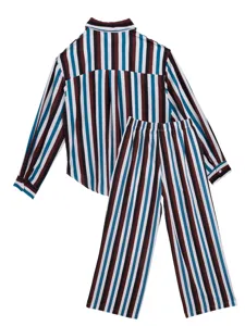 Ensemble Pyjama Femme Rayé Manches Longues Chemise Boutonnée Pantalon Vêtement de Nuit