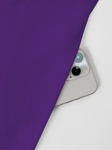 Purple fabric detail view of plus size solid color sleeveless dress, minimalist elegant style