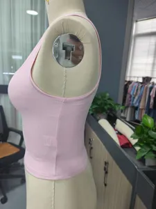 Pink ribbed crop top women summer casual sleeveless camisole basic slim fit tank top