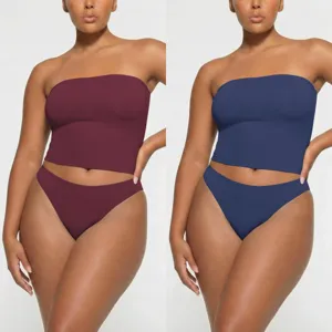 Grote Maat Strapless Bandeau Top En Slip Set Sexy Dames Twee Delige Outfit Casual