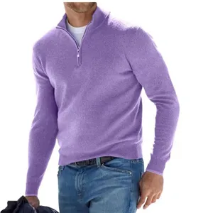 Men's casual long sleeve quarter zip knit sweater comfortable daily wear for men