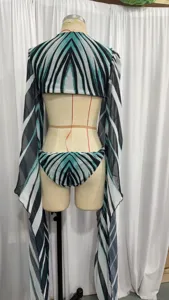 Donna costume da bagno bikini sexy a righe estate spiaggia vacanza elegante moda nuovo