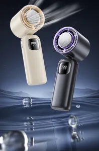 Handheld portable mini fan with semiconductor cooling plate digital display folding design for travel