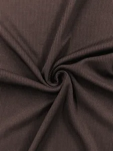 Brown ribbed fabric detail shot for women yoga sports jumpsuit material, soft elastic texture.