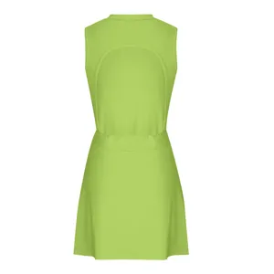 Lime green athletic tennis dress backless fitness romper with built-in shorts for sports wear