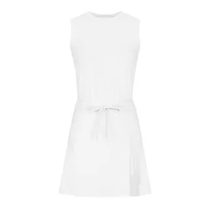 White athletic tennis dress for women activewear sleeveless romper built-in shorts
