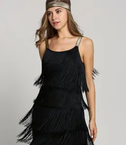 Damen vintage 1920er jahre fransen trägerkleid ärmellos rückenfrei party club kostüm.