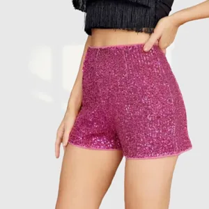 Shorts courts brillants a paillettes taille haute femme vetement de fete mode ete