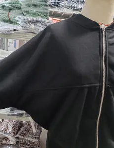 Chaqueta con cremallera casual de mujer de color sólido corte holgado otoño invierno