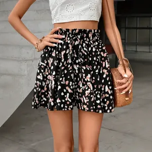 Short imprimé floral taille haute cordon de serrage été plage vacances mode jupe-culotte image