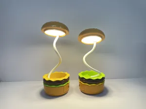 Lampe de bureau hamburger rechargeable USB portable pliable vue détaillée de veilleuse.
