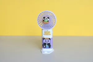 Portable handheld mini USB fan with cute panda design, perfect for students and outdoor cooling.