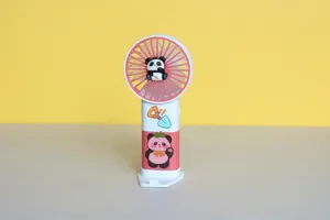 Portable handheld USB rechargeable mini fan cute cartoon panda design desktop pocket fan