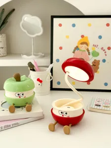 Jolie lampe de bureau LED pliable en forme de pomme avec rangement, veilleuse USB rechargeable.
