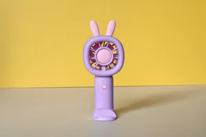 Handheld mini fan USB rechargeable cute bunny ear personal desk fan with base stand