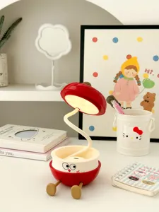 Vue détaillée de la jolie lampe de bureau LED pliable de dessin animé avec col flexible.
