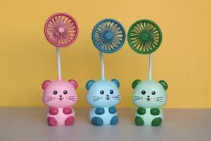 Details zum süßen Cartoon Tier USB wiederaufladbaren Mini Schreibtischventilator Kühlung.